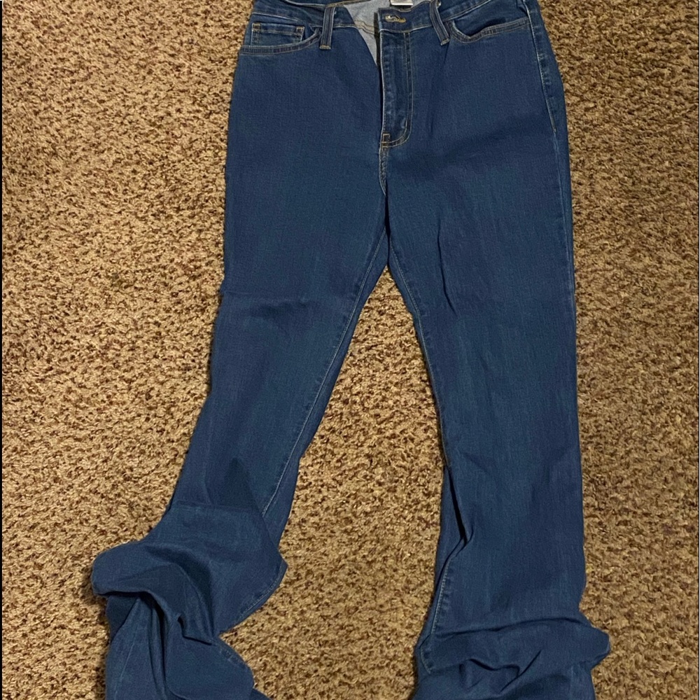 Mina Monroe extra long ruched bottom jeans